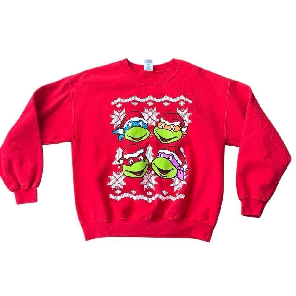 Teenage Mutant Ninja Turtles Christmas Crewneck Sweatshirt Red Large